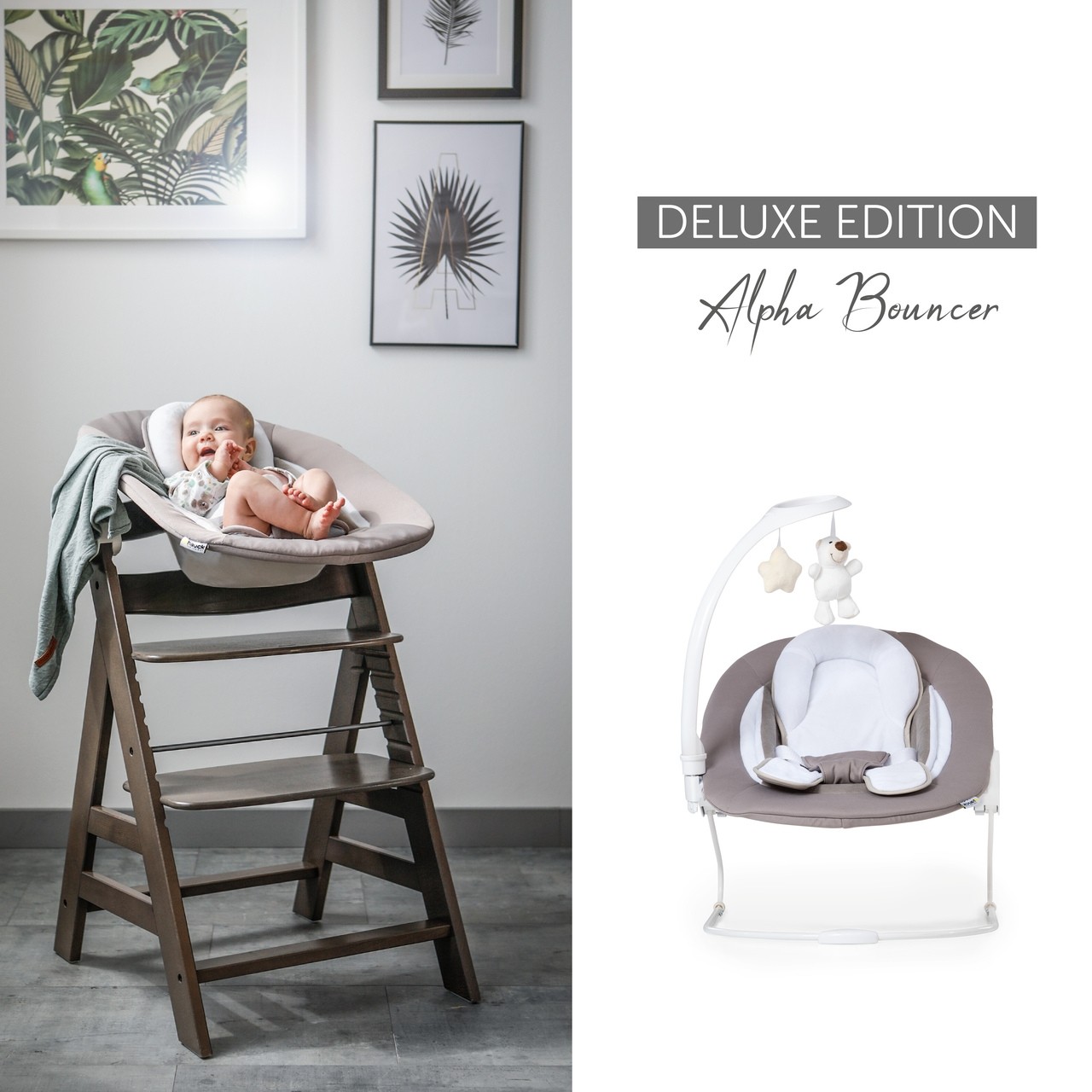 Hauck Alpha+ lamamistool Bouncer Deluxe 2in1 sand