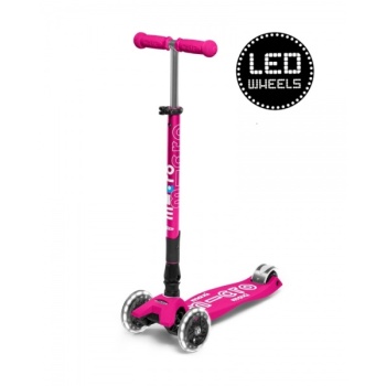 Micro Maxi Deluxe LED kokkuvolditav tõukeratas, ereroosa, 5-12 eluaastat