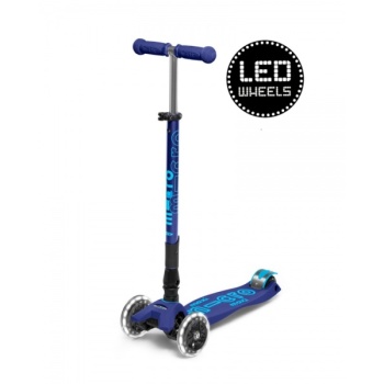 Micro Maxi Deluxe LED kokkuvolditav tõukeratas, sinine, 5-12 eluaastat