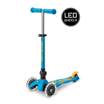 Micro Mini Deluxe LED kokkuvolditav tõukeratas, ookeanisinine, 2-5 eluaastat