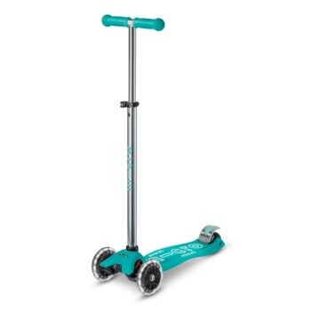 Micro Maxi Deluxe Glow LED tõukeratas, helendav roheline, 5-12 eluaastat