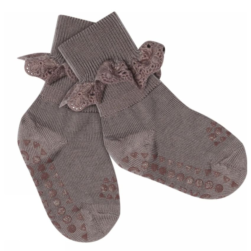 GoBabyGo Merino Wool libisemiskindlad meriinovillased pitsiga sokid Dark Purple