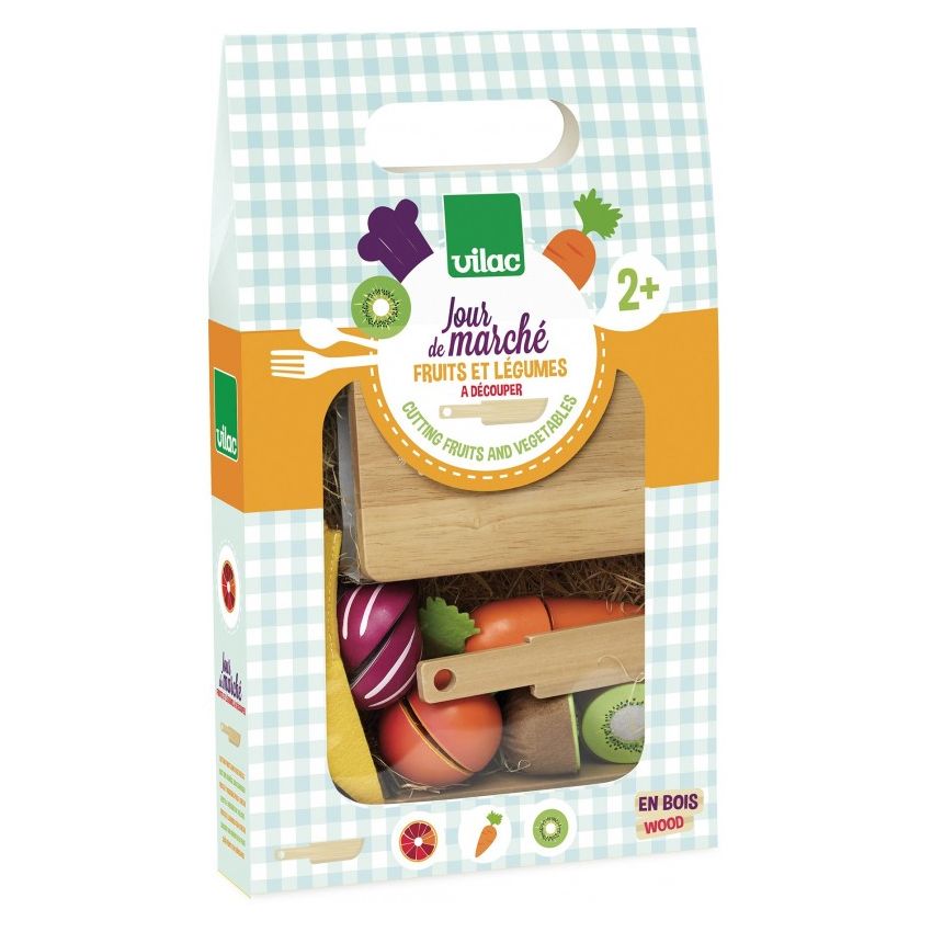 Vilac puidust mängutoit lõigatavad puuviljad