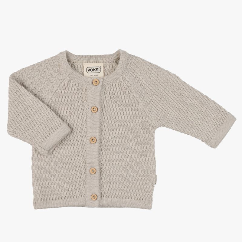Voksi Wool meriinovillane nööpidega kampsun Honeycomb Seashell Sand